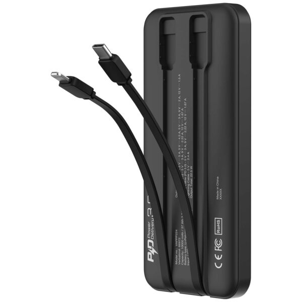 Verbatim 10000mAh PD 3.0 & QC 3.0 Power Pack with embedded cables – image 3