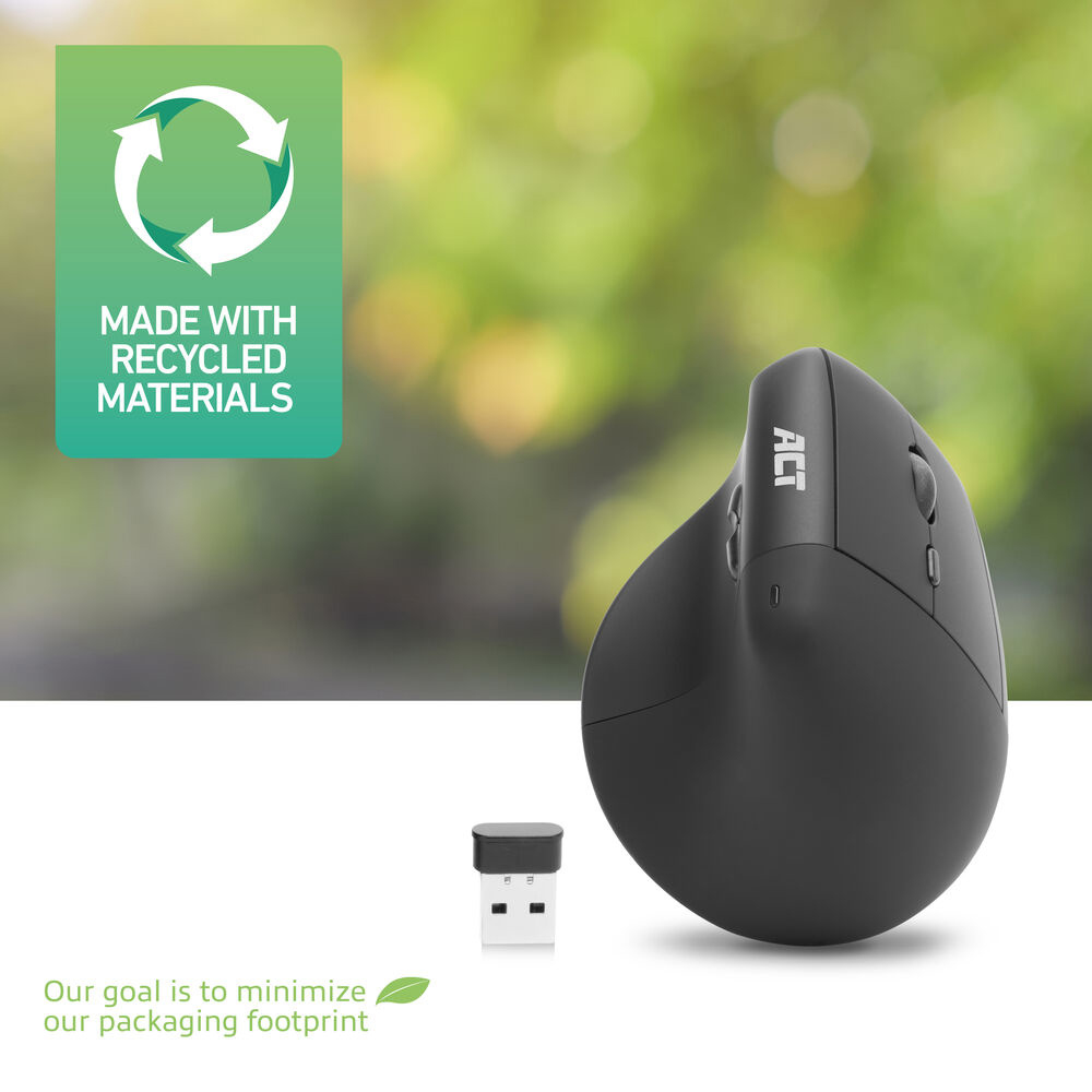 ACT Ergonomic wireless mouse 1600 DPI with vertical grip, eco-friendly – image 6