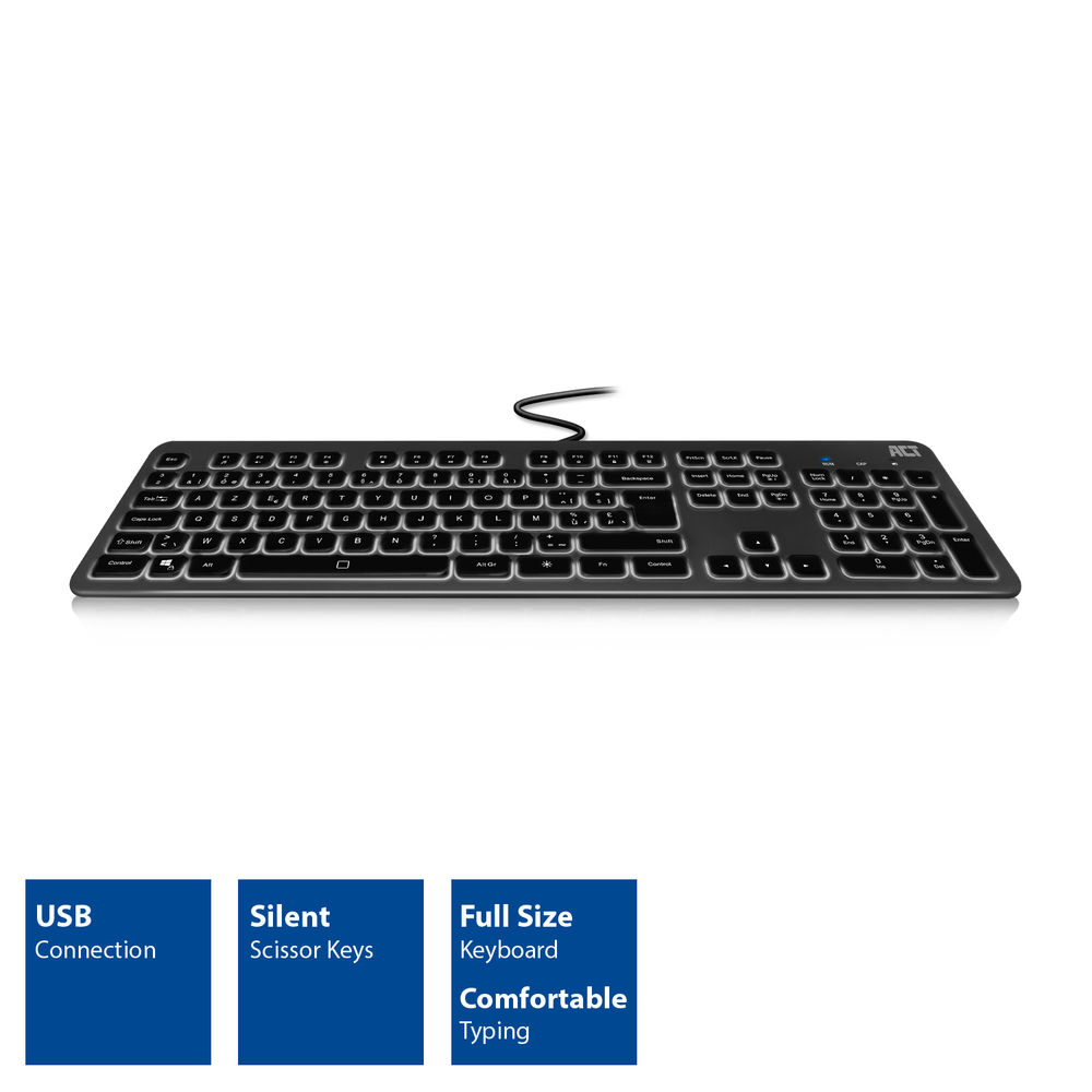 ACT AC5425 keyboard Universal USB AZERTY Belgian Black – image 3