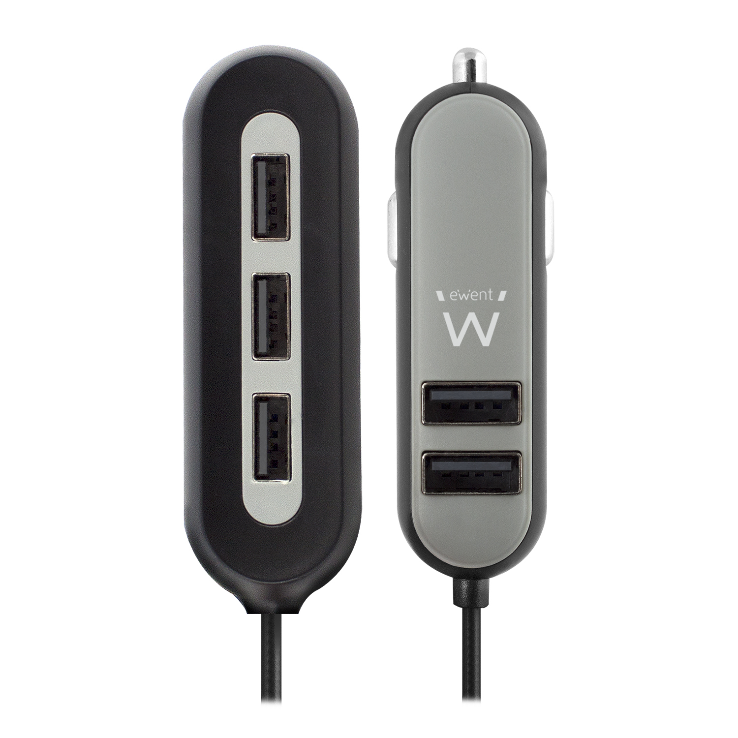 Ewent EW1355 cargador de dispositivo móvil Universal Negro, Gris Encendedor de cigarrillos Auto