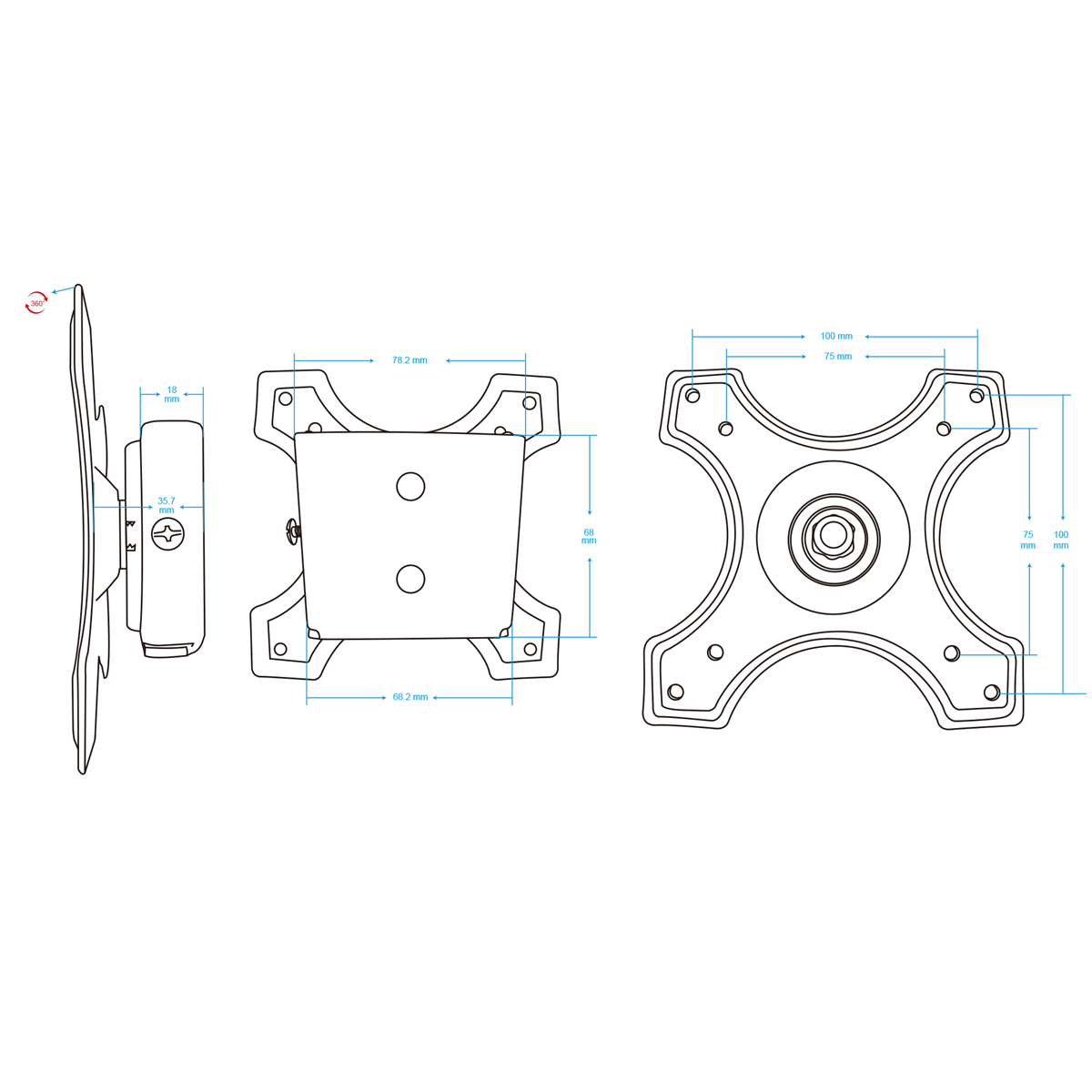 Soporte Fijo de pared para Monitor, Manhattan 422840, hasta 22", hasta 14.9kg, Color Negro