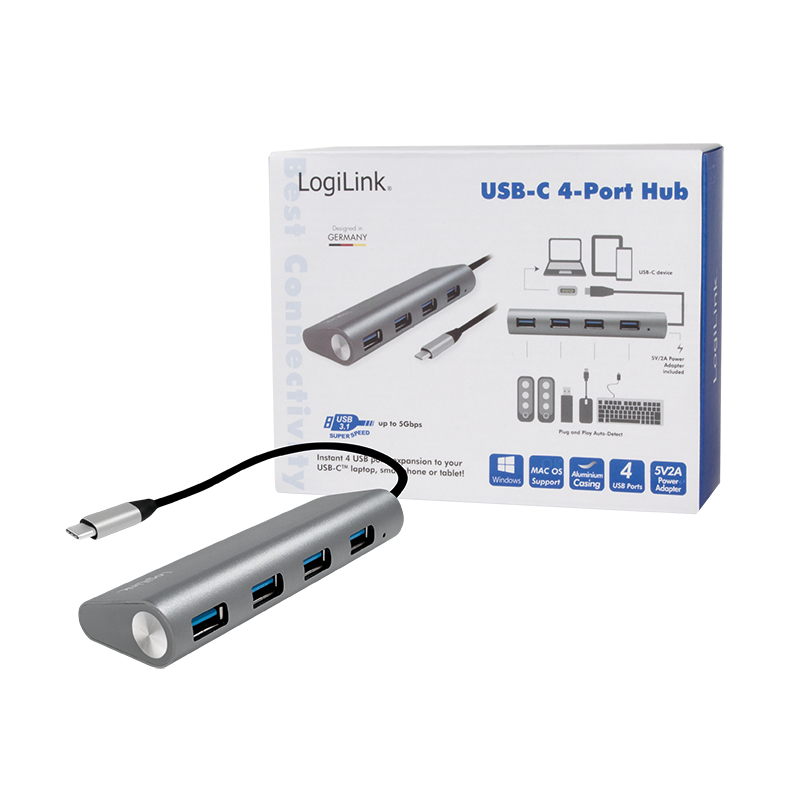 LogiLink UA0309 interface hub USB 3.2 Gen 1 (3.1 Gen 1) Type-C 5000 Mbit/s Grey – image 7