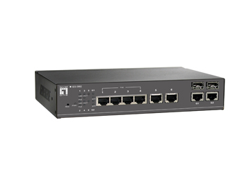 LevelOne 8-Port Industrial L2 Managed Fast Ethernet PoE Switch, 802.3at PoE+, 4 PoE Outputs, 2 Ports Gigabit SFP/RJ45 Combo, -40°C to 75°C