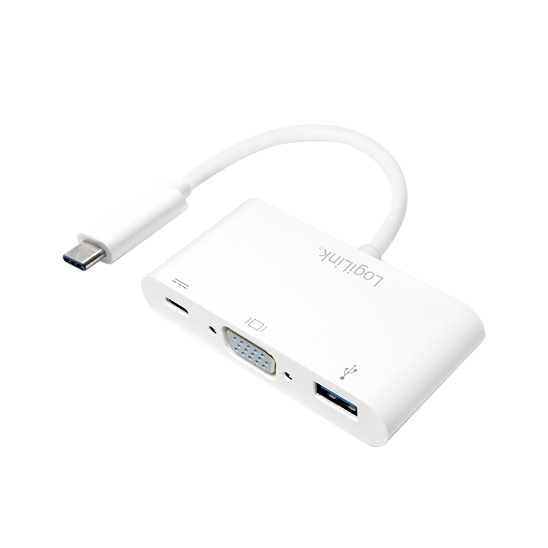 LogiLink 0.14m, 2xUSB-C/VGA+USB-A