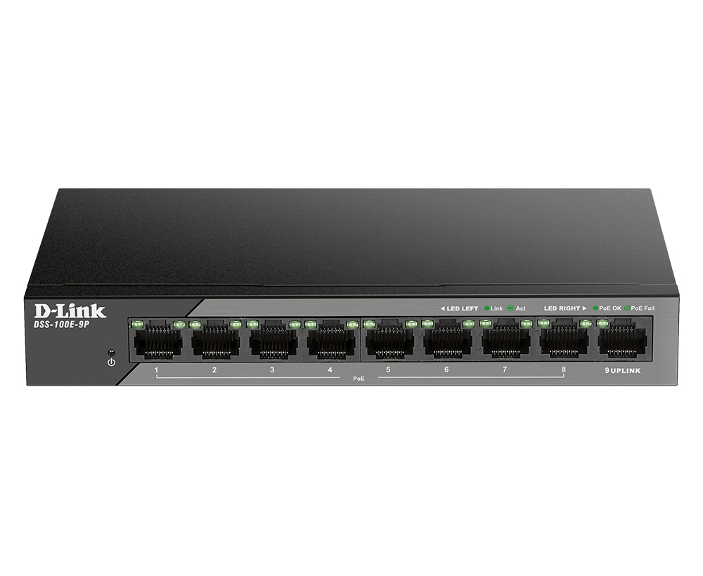 D-Link DSS-100E-9P network switch Unmanaged Fast Ethernet (10/100) Power over Ethernet (PoE) Black
