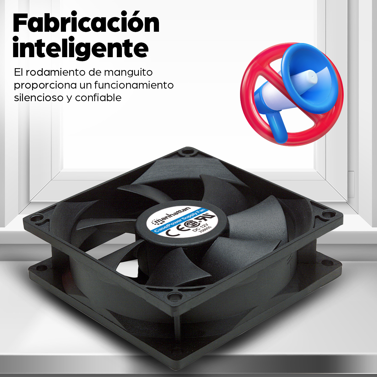 Ventilador Manhattan 3-pin para PC, 80mm, 2500RPM, Negro - 700955