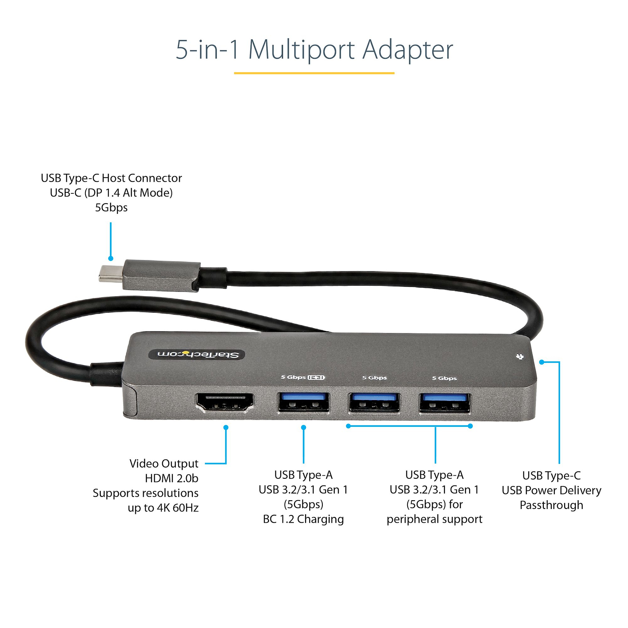 StarTech.com USB C Multiport Adapter - USB-C to HDMI 2.0b 4K – image 4