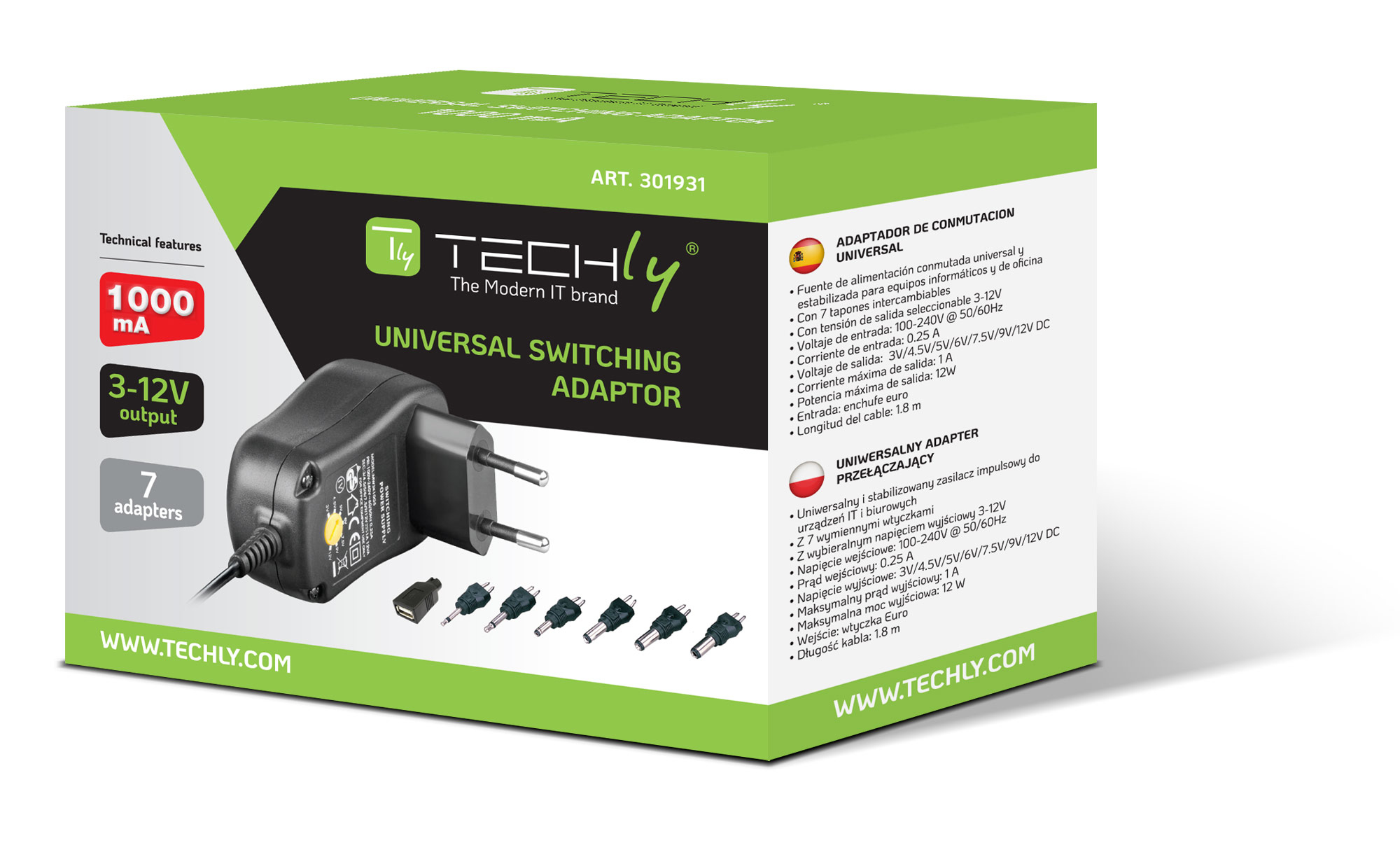 Techly 301931 mobile device charger Universal Black AC Indoor – image 2