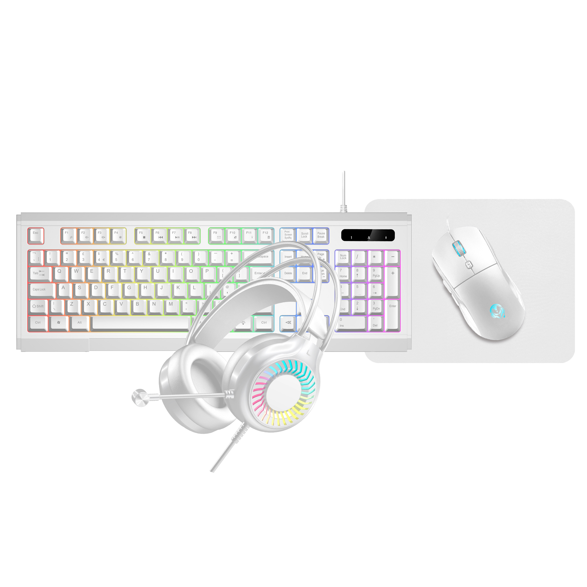 VIDA GAMER WHT 4IN1 USB KB MS HS KIT – image 1
