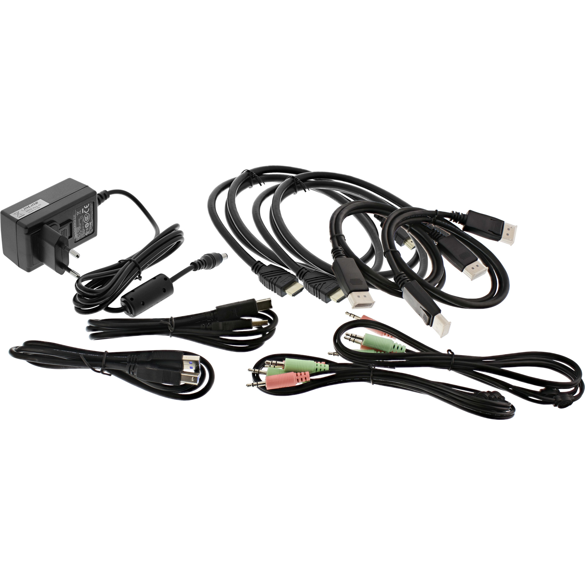 InLine KVM Desktop Switch, 2-port, Dual Monitor, DP+HDMI, 4K, USB 3.0, Audio – image 3