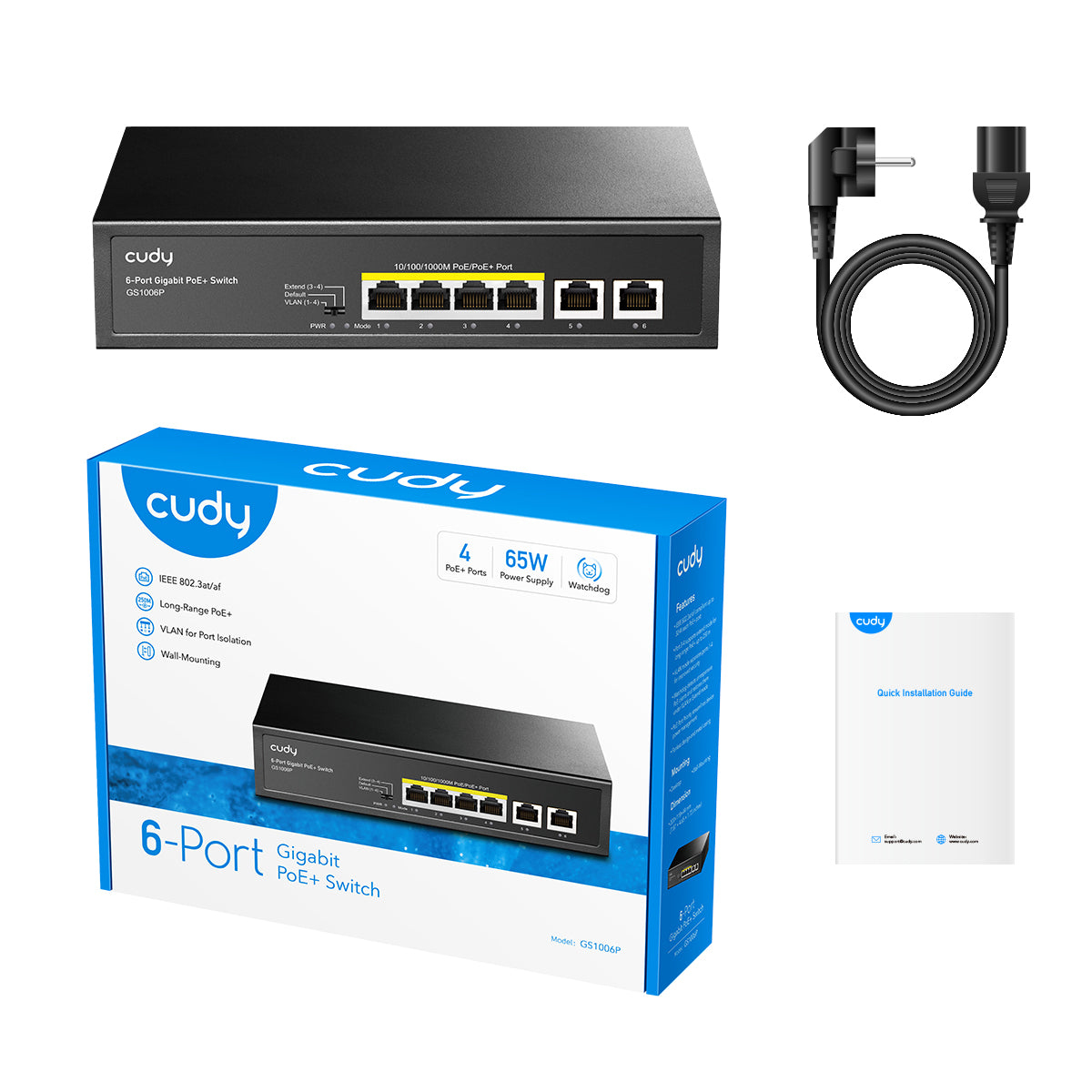 Cudy GS1006P network switch Unmanaged Gigabit Ethernet (10/100/1000) Power over Ethernet (PoE) Black – image 4