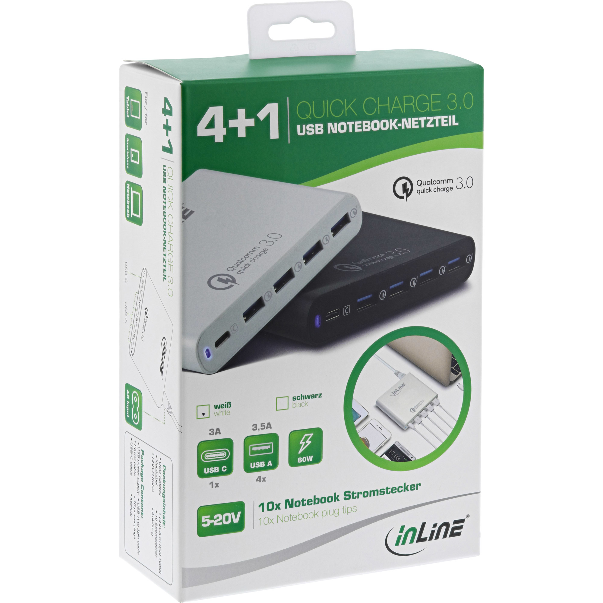 InLine Quick Charge 3.0 USB notebook power supply, 4x USB A + USB Type-C – image 6