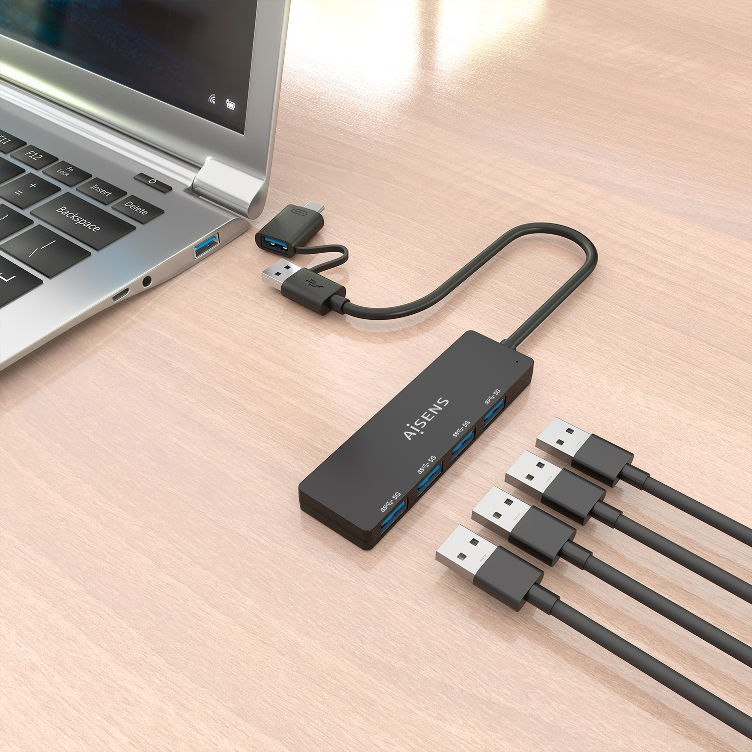 AISENS A109-0987 laptop dock/port replicator Wired USB 3.2 Gen 1 (3.1 Gen 1) Type-A + Type-C Black – image 6