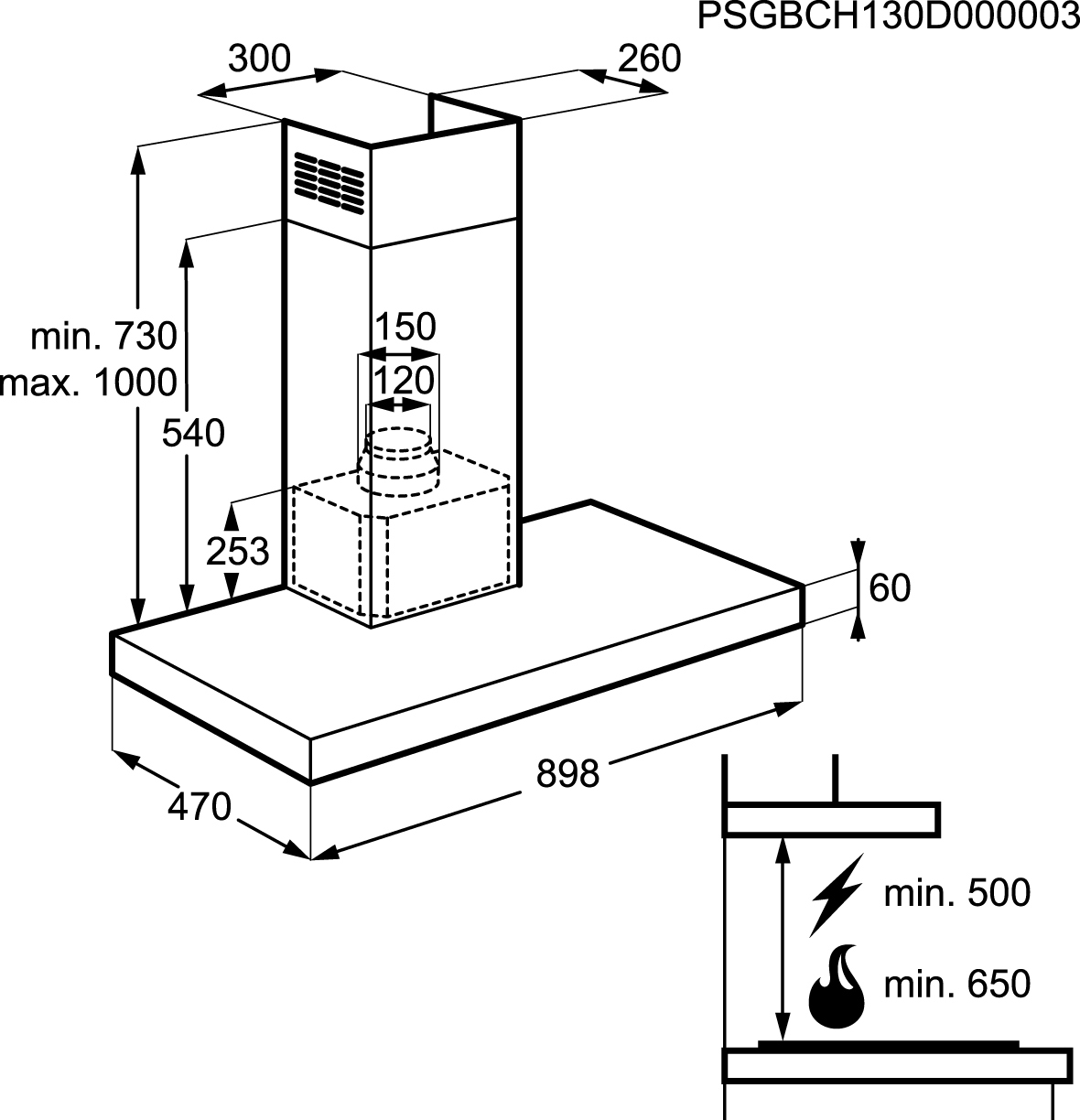 AEG X99384MD02 Wall-mounted Stainless steel 840 m³/h – image 2