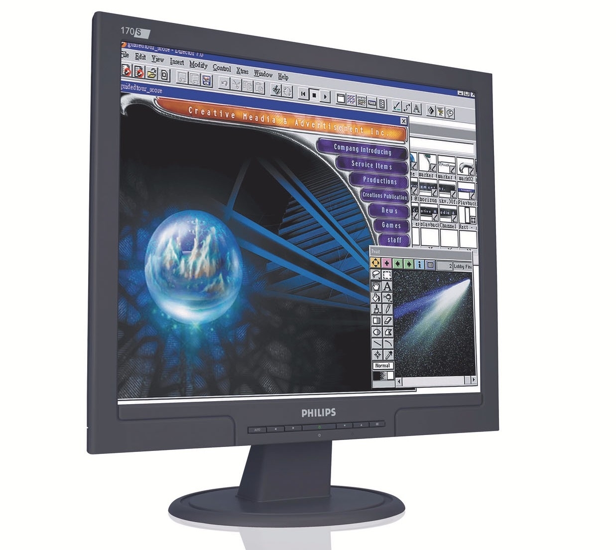 Philips 17i" LCD with Ergotron Neo-Flex LCD Stand, Black