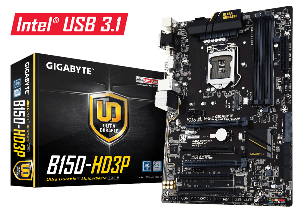 GIGABYTE GA-B150-HD3P motherboard Intel® B150 LGA 1151 (Socket H4) ATX