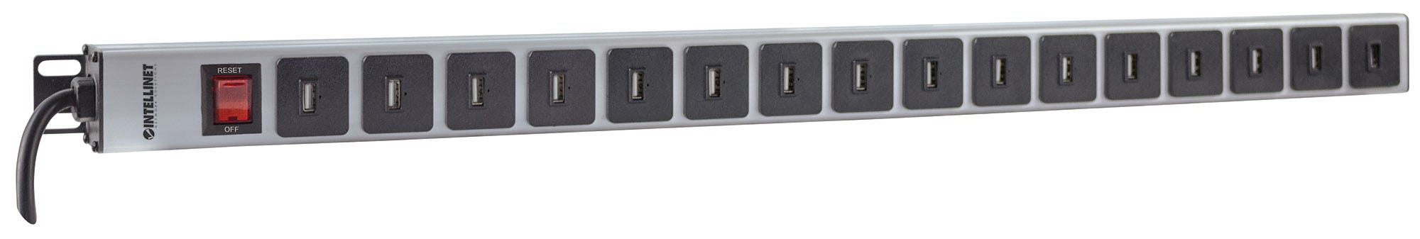 Intellinet Vertical Rackmount 16-Port USB-A Power Distribution Unit (CEE 7/7), With overload protection switch, 2.1 A Max. per Port, 2m Power Cord (Euro 2-pin p – image 2