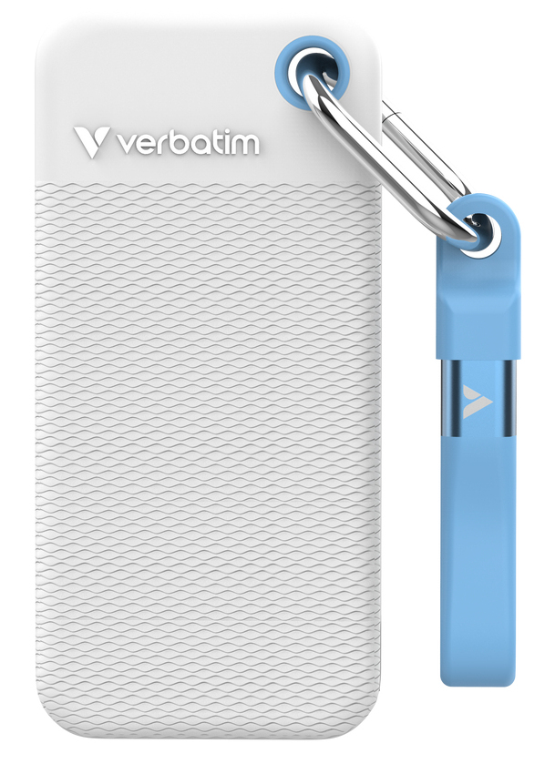 Resim Verbatim Pocket SSD USB 3.2 Gen 2 1TB White/Light Blue incl. two rubber sleeves