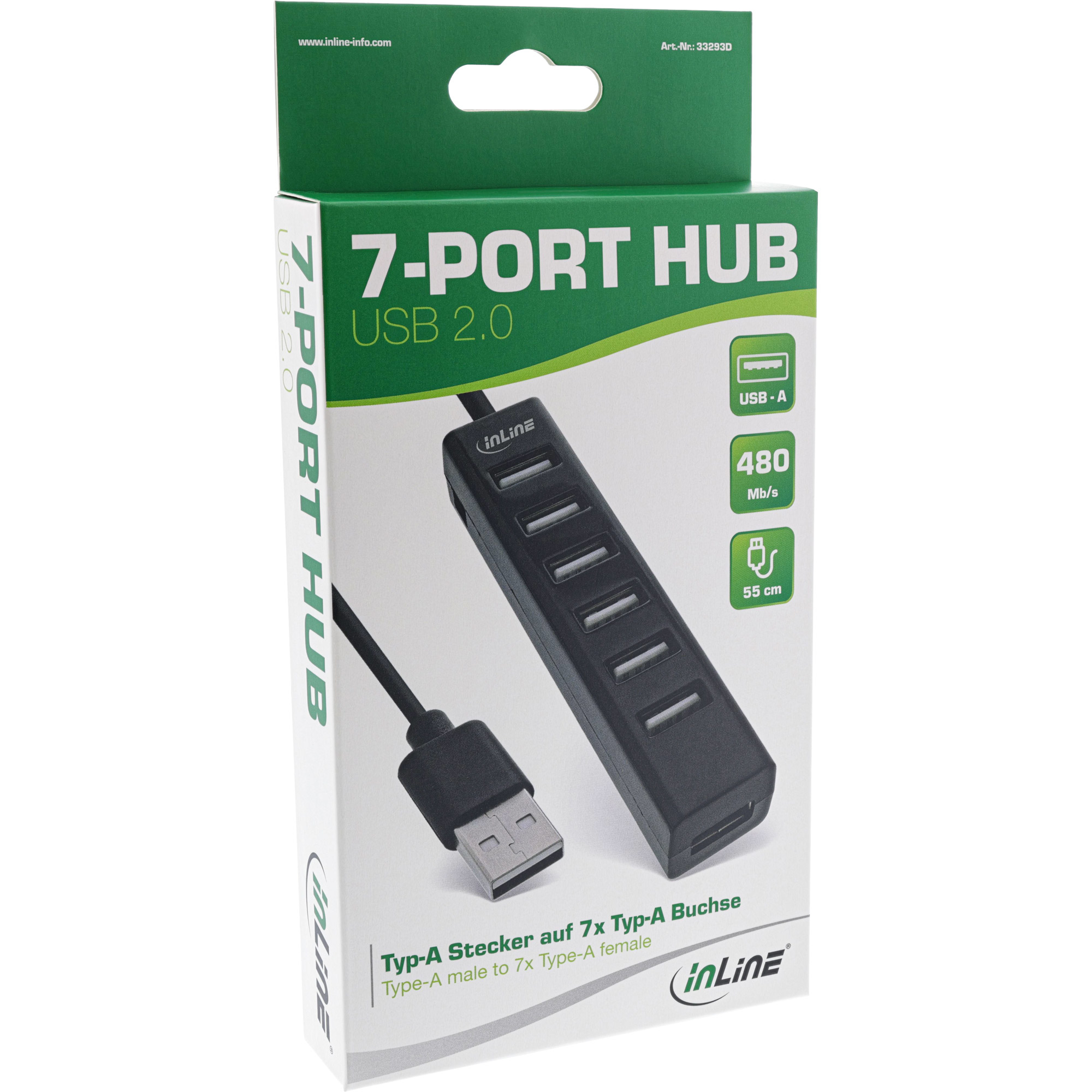 InLine USB 2.0 7-Port Hub, Type-A male to 7x Type-A female, black – image 3
