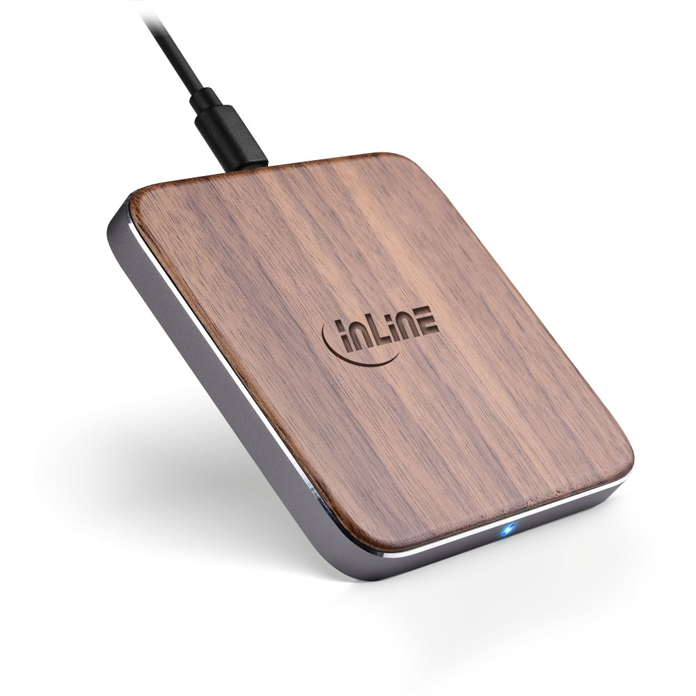 InLine 33393U mobile device charger Universal Walnut USB Wireless charging Indoor – image 4
