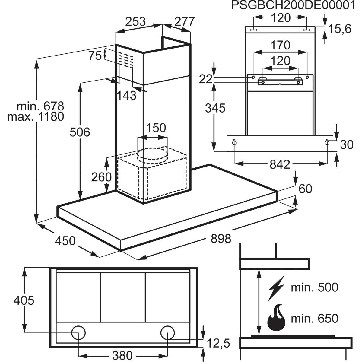 AEG DBE5971R Wall-mounted Black 570 m³/h – image 8