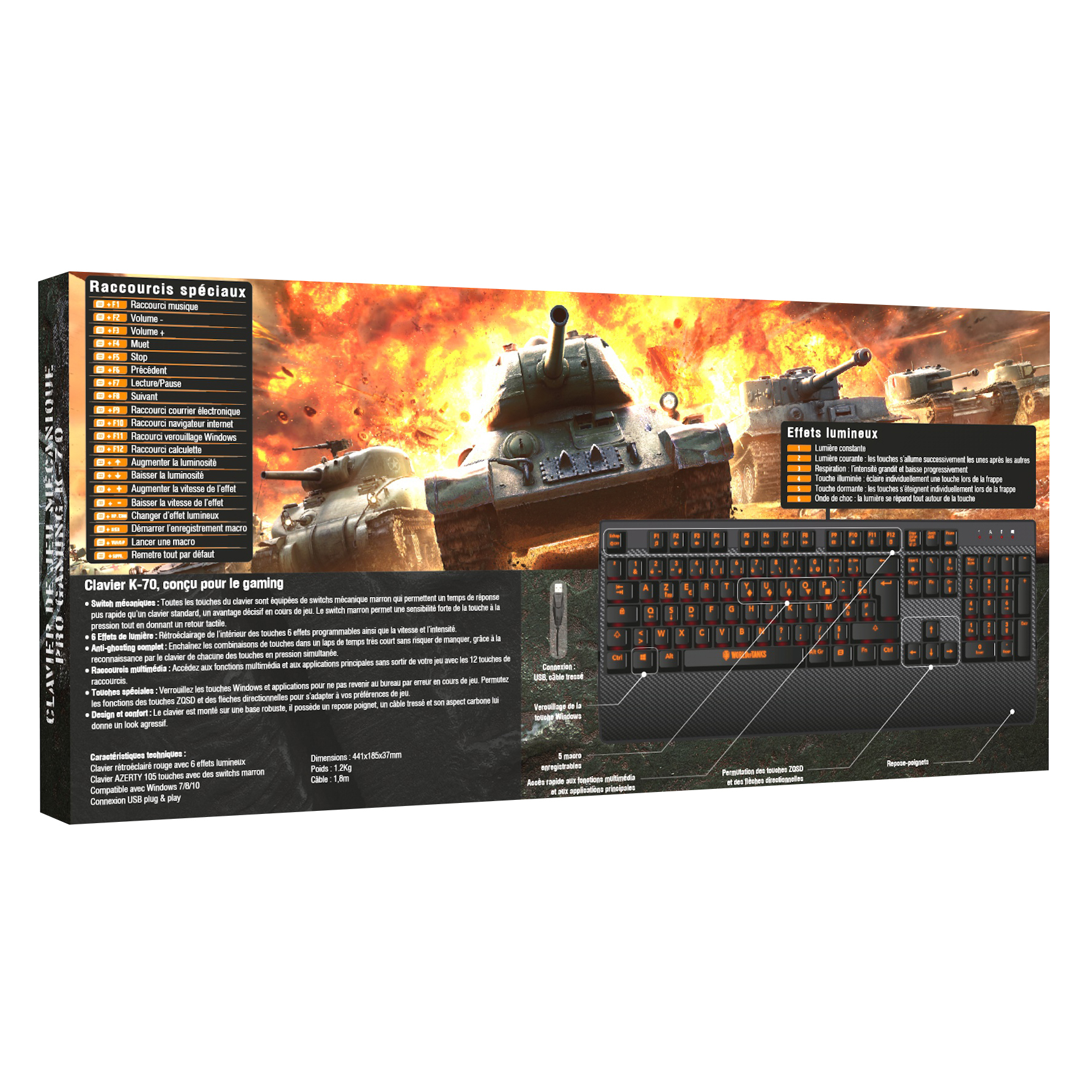 Konix K-70 keyboard Gaming USB AZERTY French Black – image 2