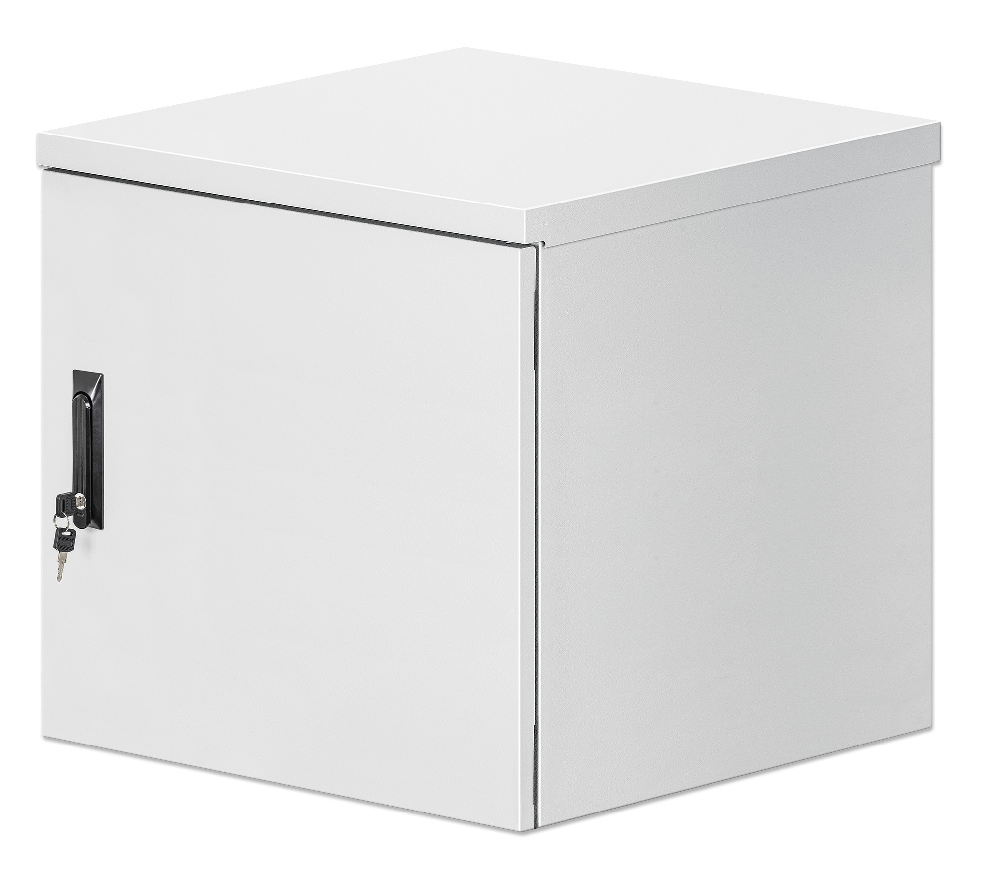Intellinet Industrial IP55 19" Wall Mount Cabinet with Integrated Fans, 12U 600 mm (17.7 in.) Depth, Roof-mounted Two-fan Ventilation Unit, Dust- and Water-proof Enclosure, Assembled, Light Gray RAL7035