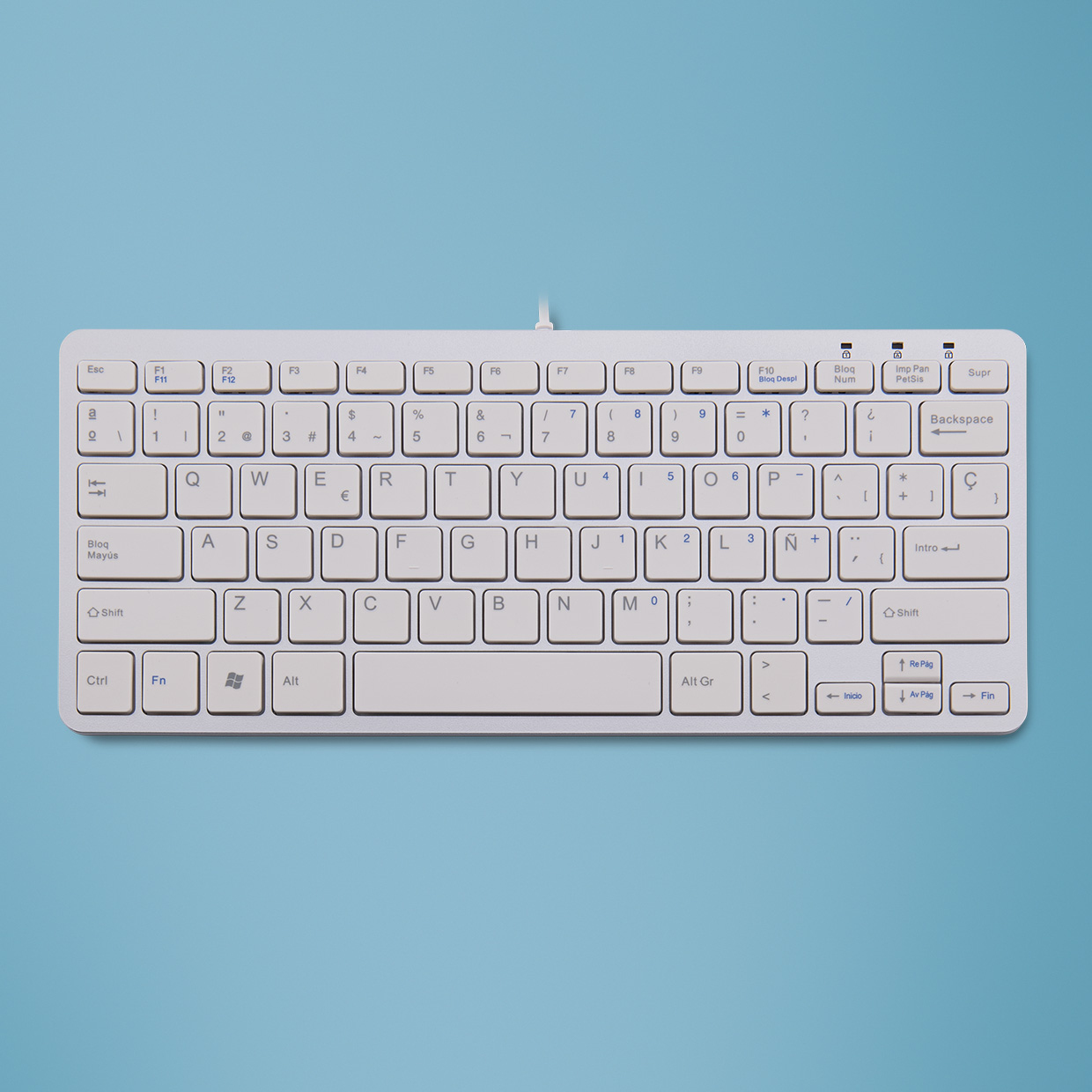 R-Go Tools Ergonomic keyboard R-Go Compact, compact keyboard, flat design, QWERTY (ES), wired, white