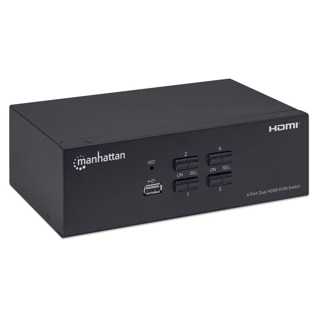Manhattan HDMI KVM Switch 4-Port, 4K@30Hz, USB-A/3.5mm Audio/Mic Connections, Cables included, Audio Support, Control 4x computers from one pc/mouse/screen, USB – image 2