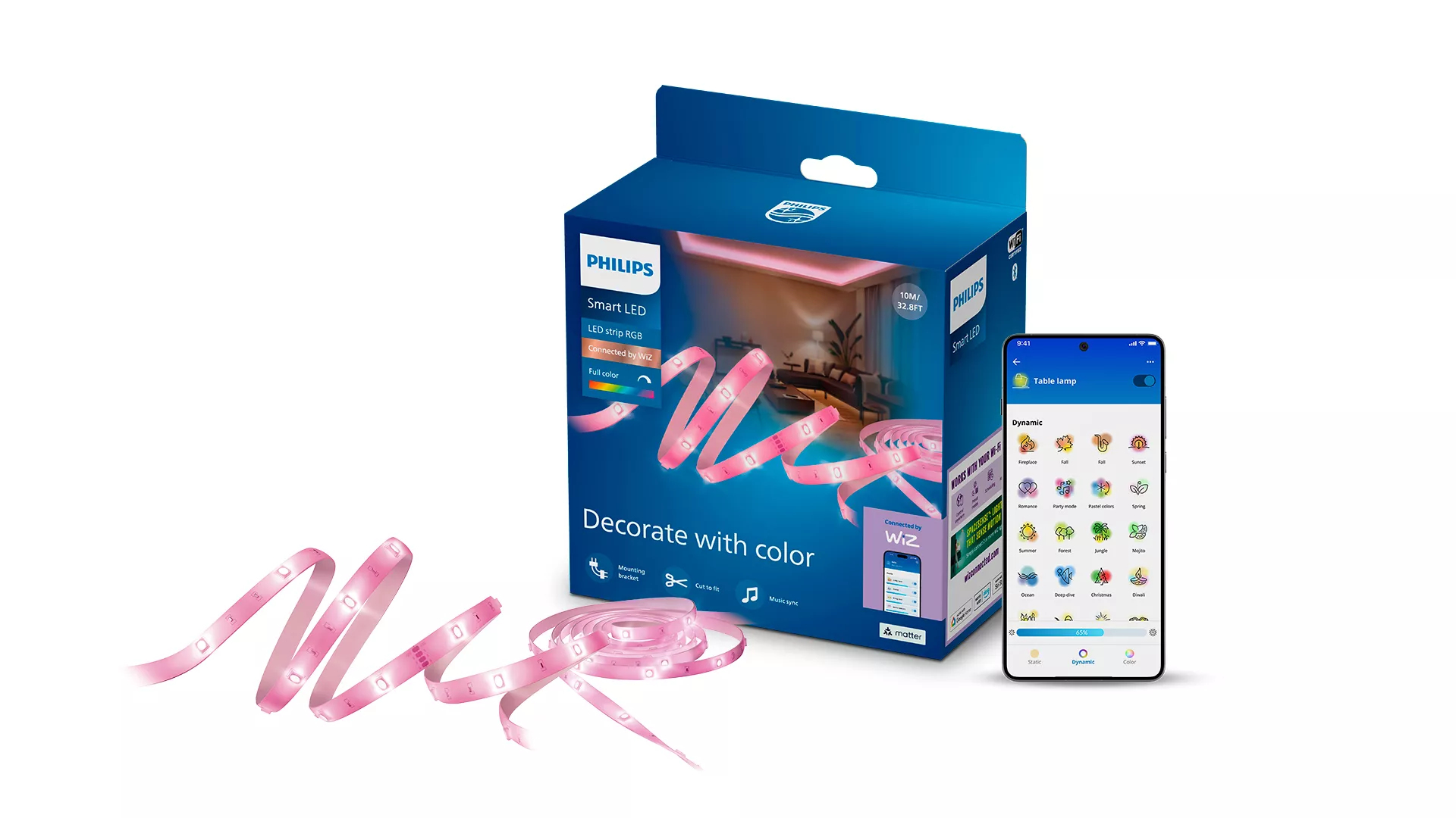 Philips by Signify Philips Smart RGB LED Light Strip, 10 m, Type G, Connected by WiZ – image 2