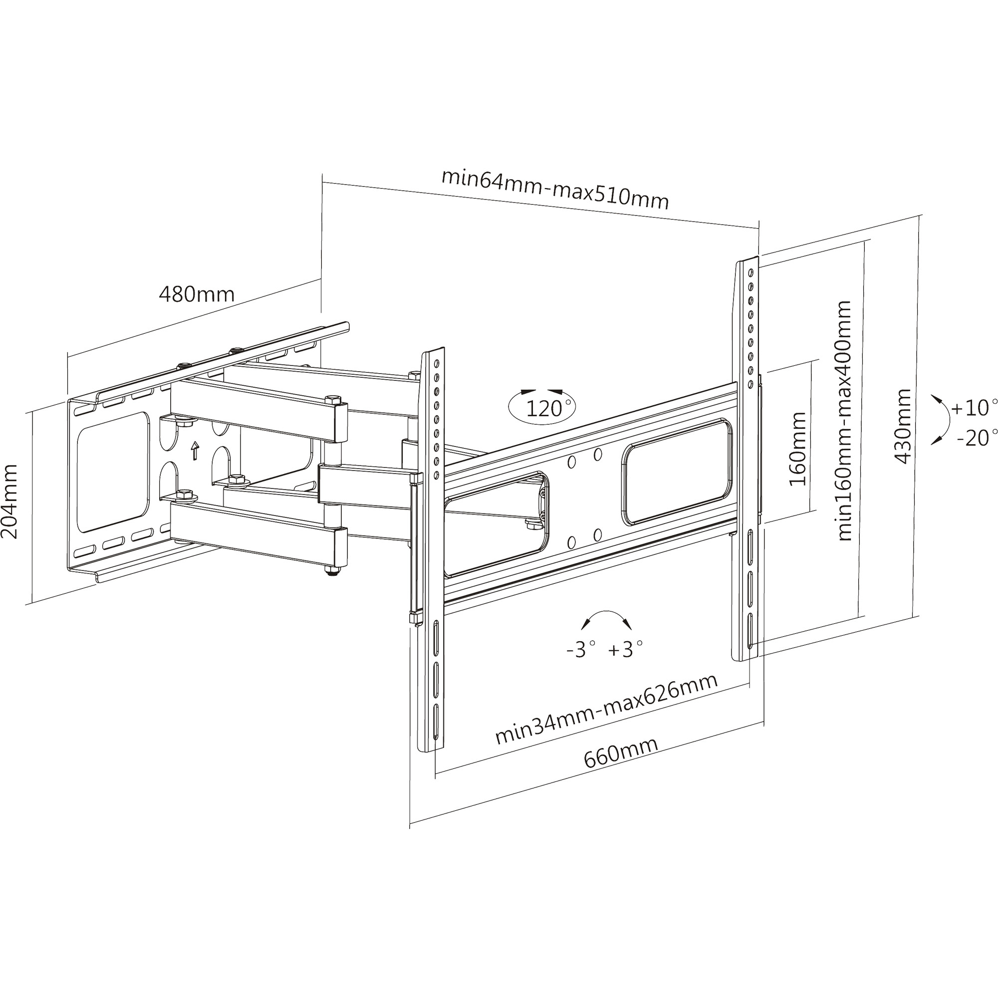 InLine Wall Bracket for Display 94-178cm 37-70" max. – image 2