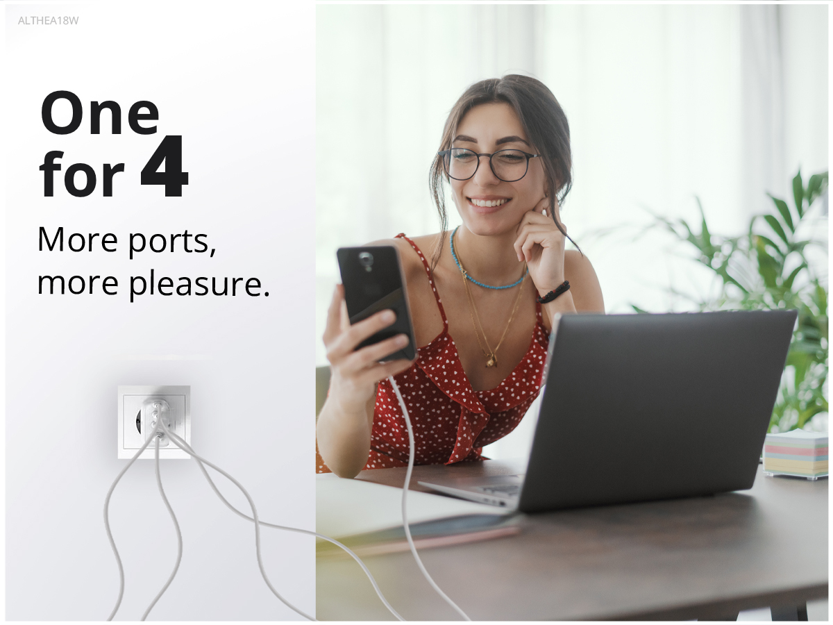 Conceptronic 4-Port 100W GaN USB PD Charger with USB-C Charging Cable, USB-C x 3, USB-A x 1, QC 3.0, PPS – image 6
