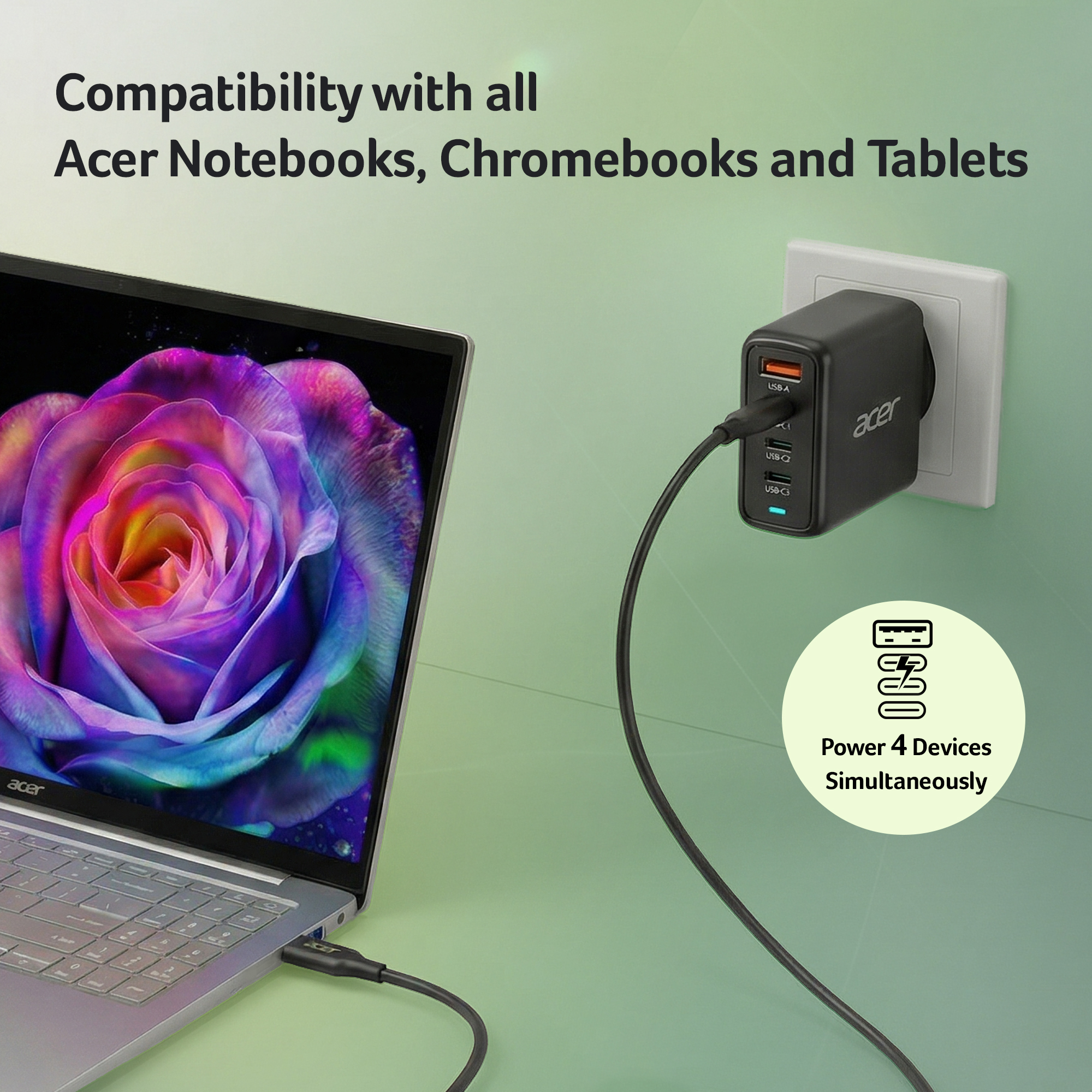 Acer 100W PD CHARGER 3X USB-C 1X USB-A – image 3