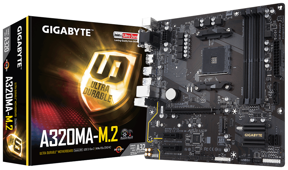 GIGABYTE GA-A320MA-M.2 motherboard AMD A320 Socket AM4 micro ATX – image 1