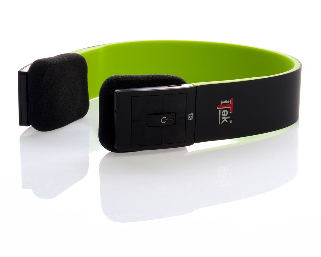 itek ITEH03LBG headphones/headset Wireless Head-band Calls/Music Bluetooth Black, Green – image 2