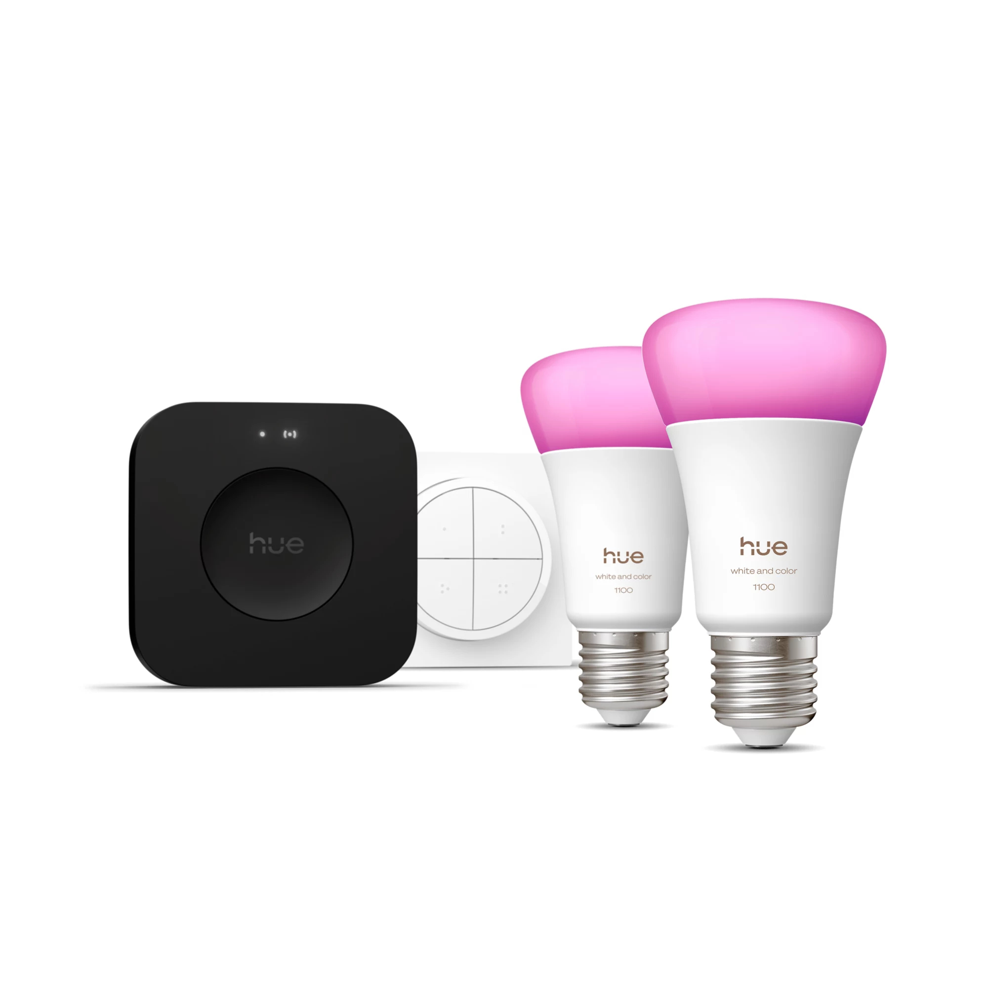 Philips by Signify Kit de démarrage Pro : 2 ampoules connectées E27 (1100) + interrupteur intelligent Tap Dial