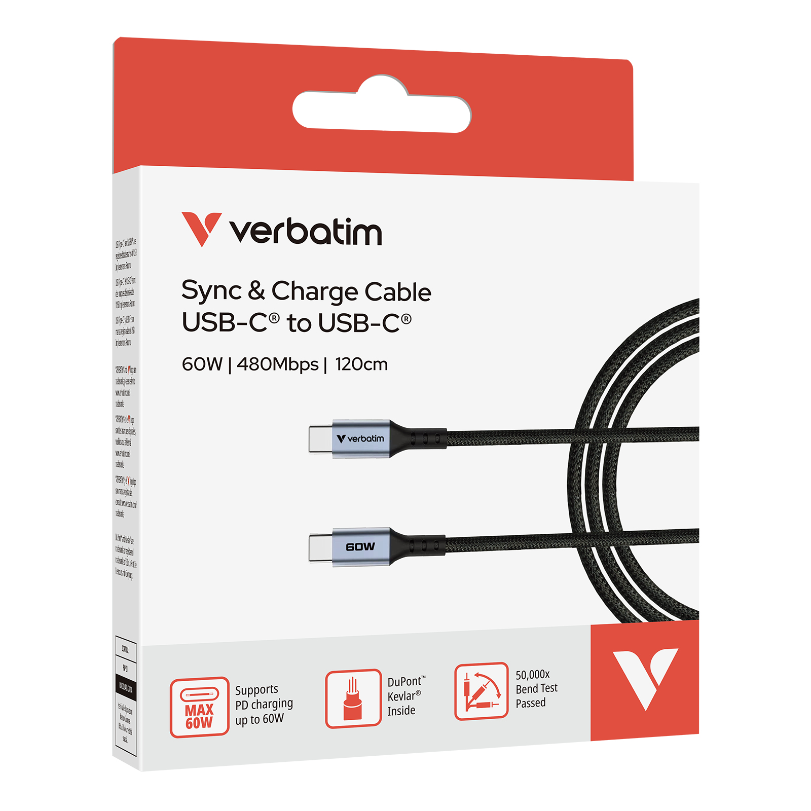 Resim Verbatim 31845 USB 2.0 C'den C'ye Kablo, 0,48 Gbit/s, 1,2m, Siyah