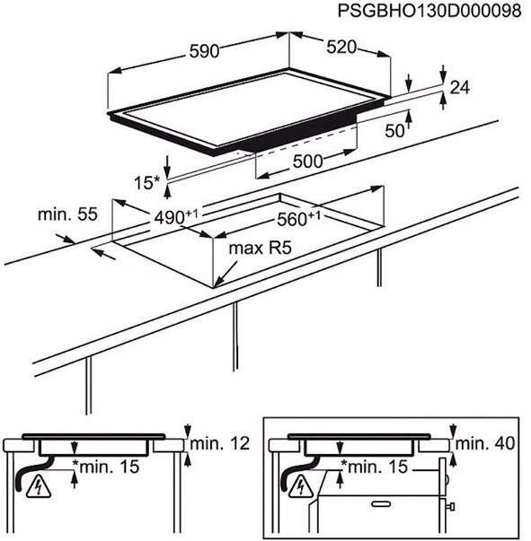 AEG HKP65310FB Black Built-in Zone induction hob 3 zone(s) – image 2