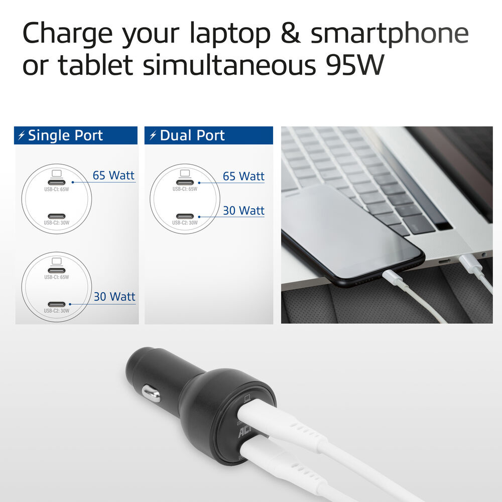ACT 2-port USB-C Fast Car Charger – image 3