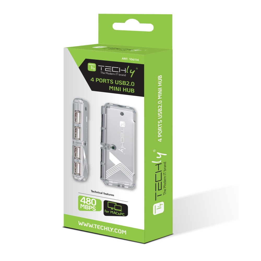 Techly IUSB2-HUB599TY interface hub USB 2.0 480 Mbit/s Grey – image 2