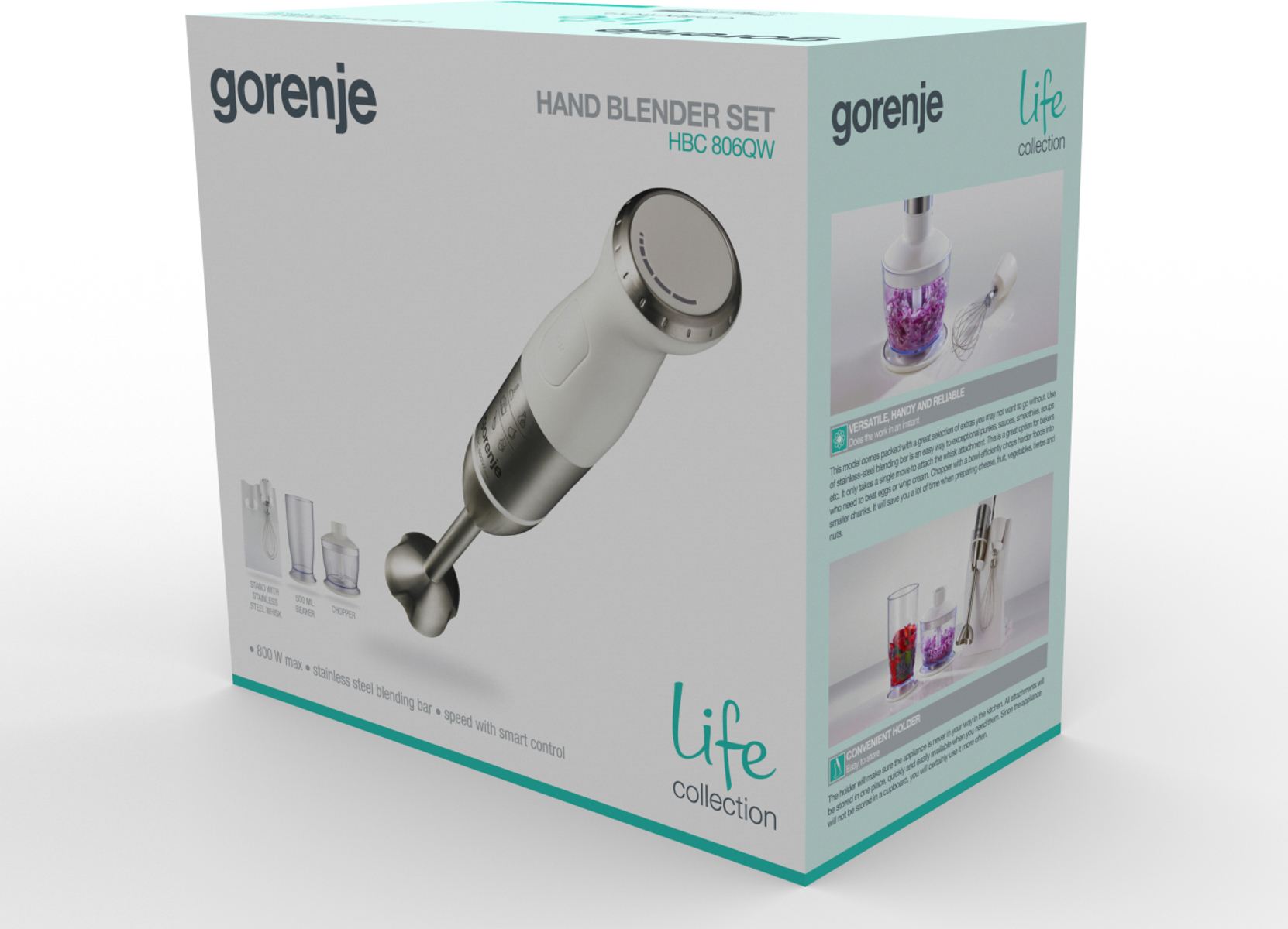 Gorenje HBC806QW 0.5 L Hand mixer 800 W Stainless steel, White – image 4