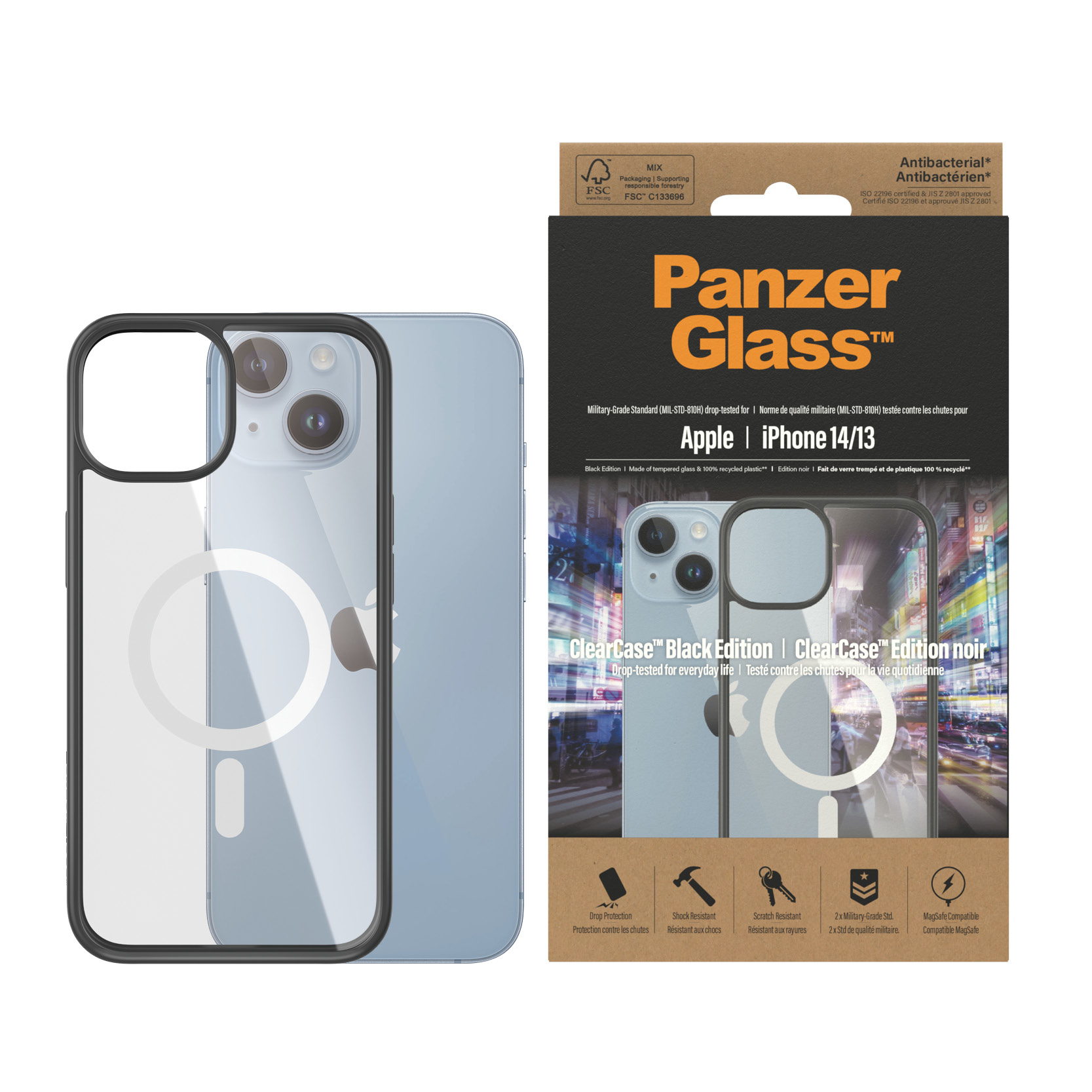 PanzerGlass® ClearCase Transparent w. White MagSafe & Black Frame iPhone 14 | 13 – image 2