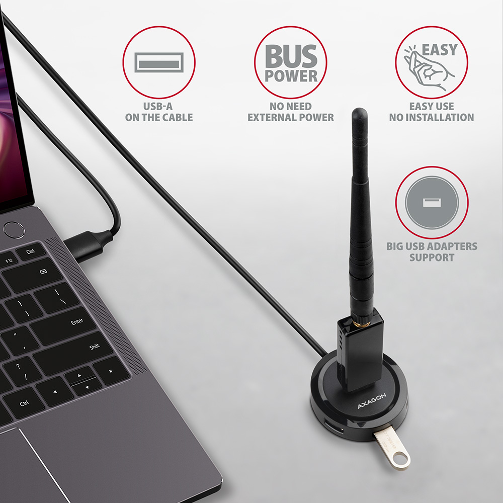 Axagon HUE-P1AL interface hub USB 3.2 Gen 1 (3.1 Gen 1) Type-A 5000 Mbit/s Black – image 3