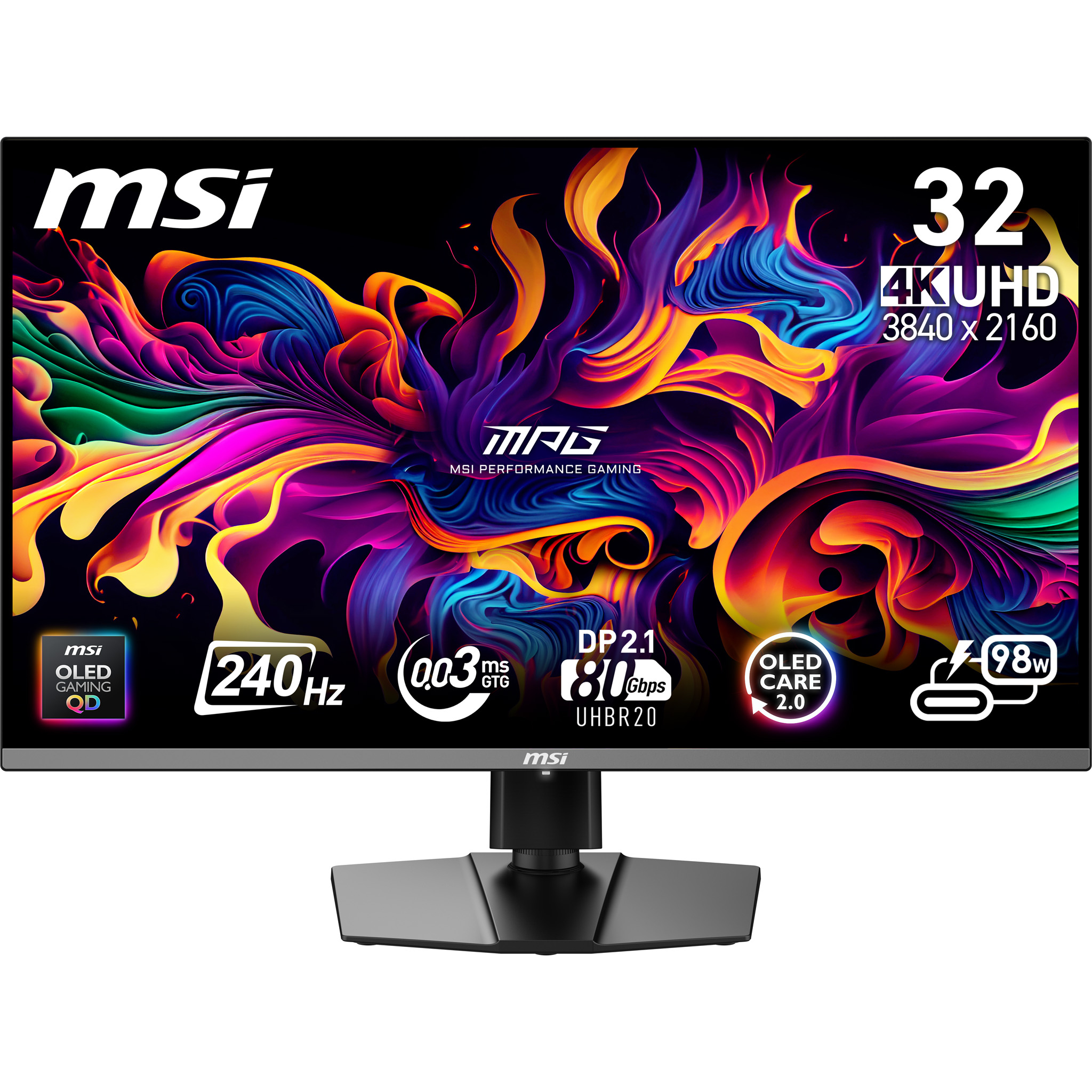 MSI MPG 322URX QD-OLED 31.5in 4K UHD 240Hz 0.03ms Gaming Monitor MPG322URXQDOLED