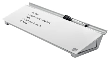 nobo Glazen notitiebord Diamond Glass Memo Desktop (b x h) 458 mm x 60 mm Stralend wit Incl. opbergbakje, Incl. boardmarker – Foto 5 van 5