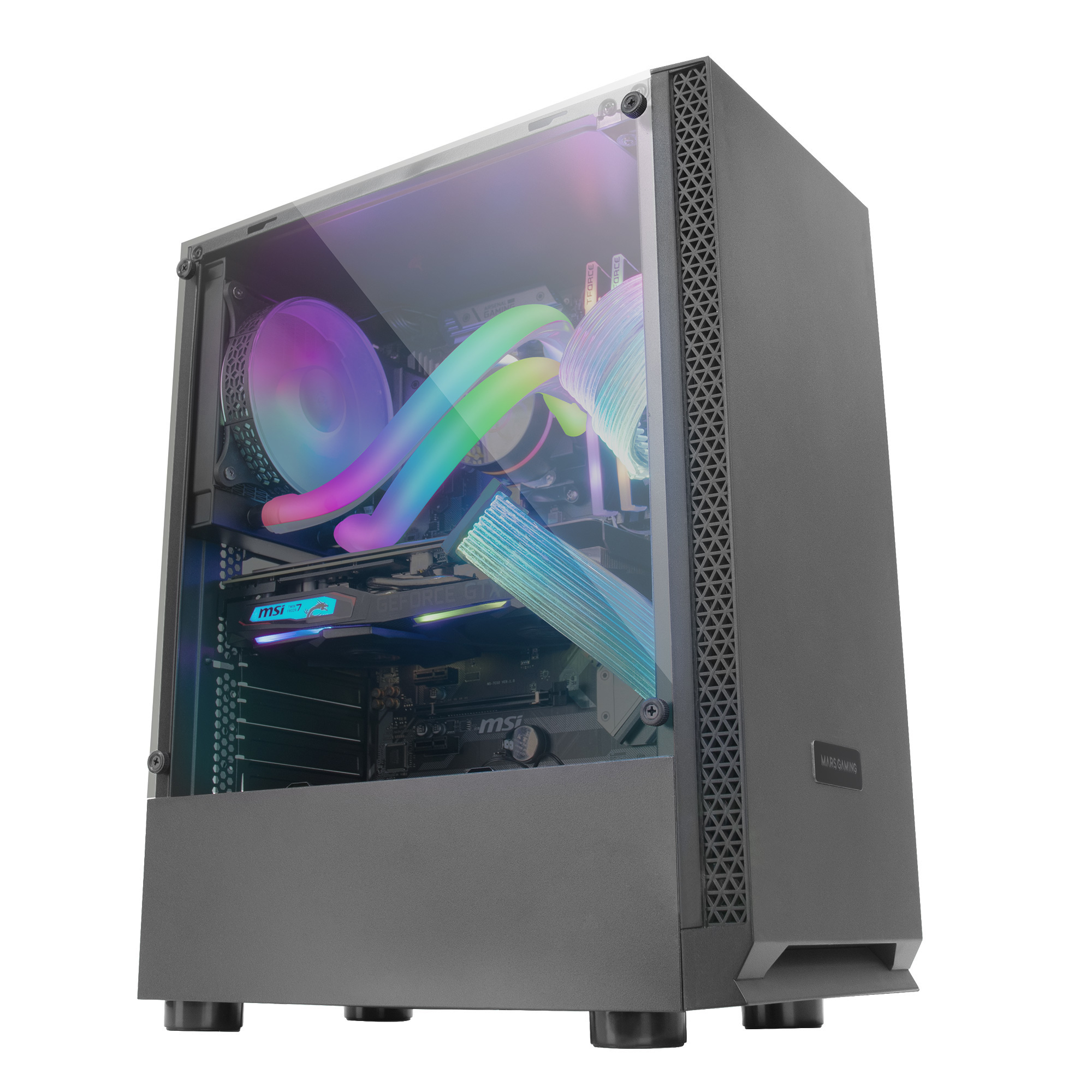 Mars Gaming MCN2 ATX Gaming PC Case Full Side Window Front Grille Dual Chamber Design Rear Fan – image 4