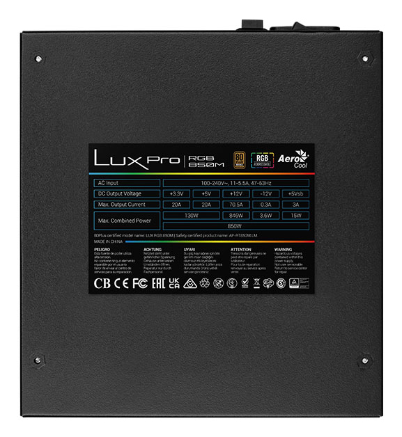 Aerocool LUXPRORGB850M power supply unit – image 6
