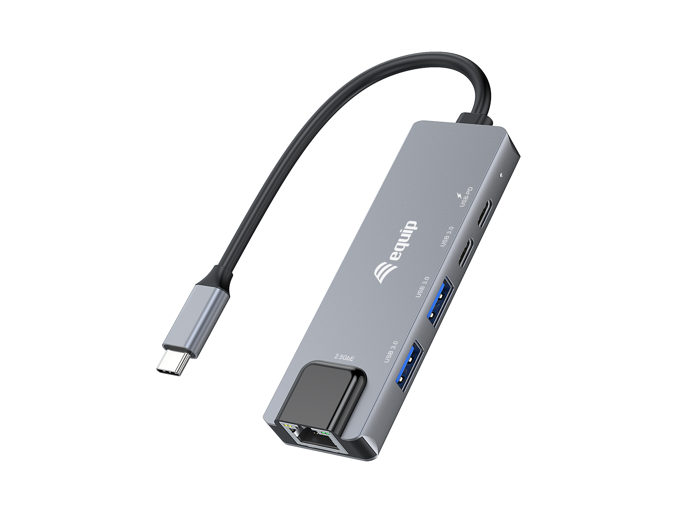 Equip 133496 Adattatore multifunzione 5 in 1, 2,5GbE, USB-A x 2, USB-C x 1, USB-C , 100W USB PD