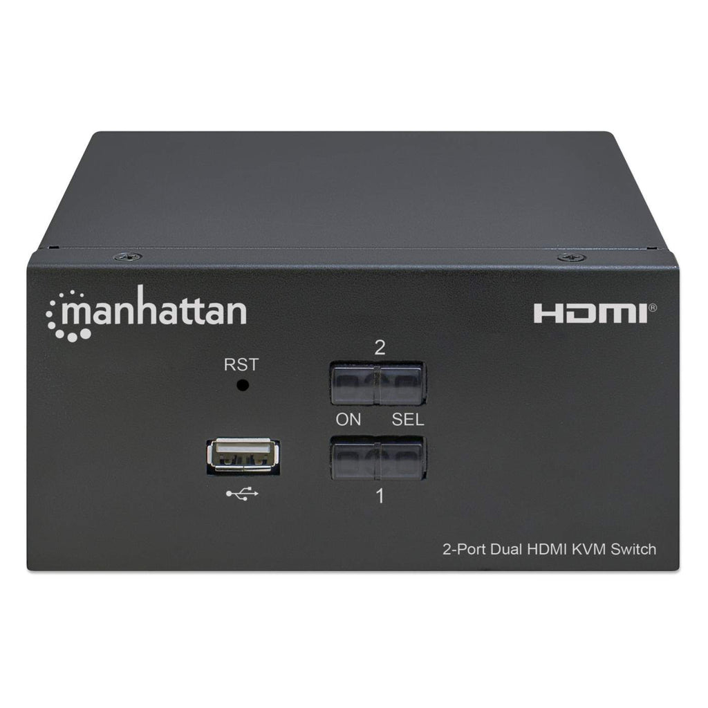 Manhattan HDMI KVM Switch 2-Port, 4K@30Hz, USB-A/3.5mm Audio/Mic Connections, Cables included, Audio Support, Control 2x computers from one pc/mouse/screen, USB – image 3
