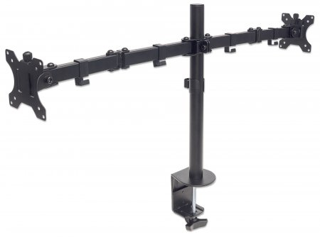 Manhattan Soporte doble de sobremesa para TV/monitores (Articulado), para pantallas de 10" a 27", fijación con abrazadera, Compatibilidad VESA: 75×75 y 100×100 mm (verifique las dimensiones de los cuatro orificios de montaje traseros), carga máx 8 kg por pantalla imagen 2